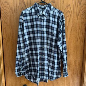 Eddie Bauer Men's Black White Plaid Button Down Collared Shirt (L)